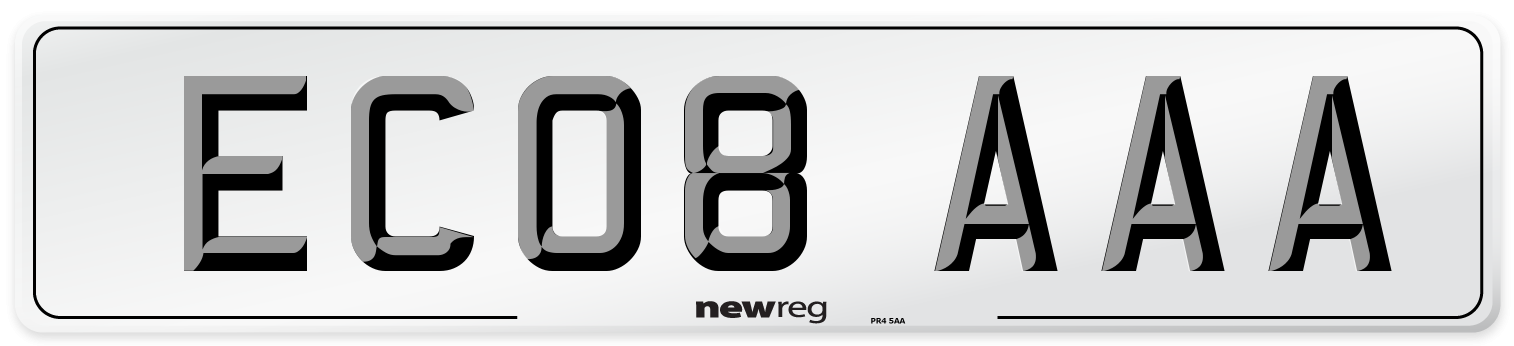 EC08 AAA Number Plate from New Reg